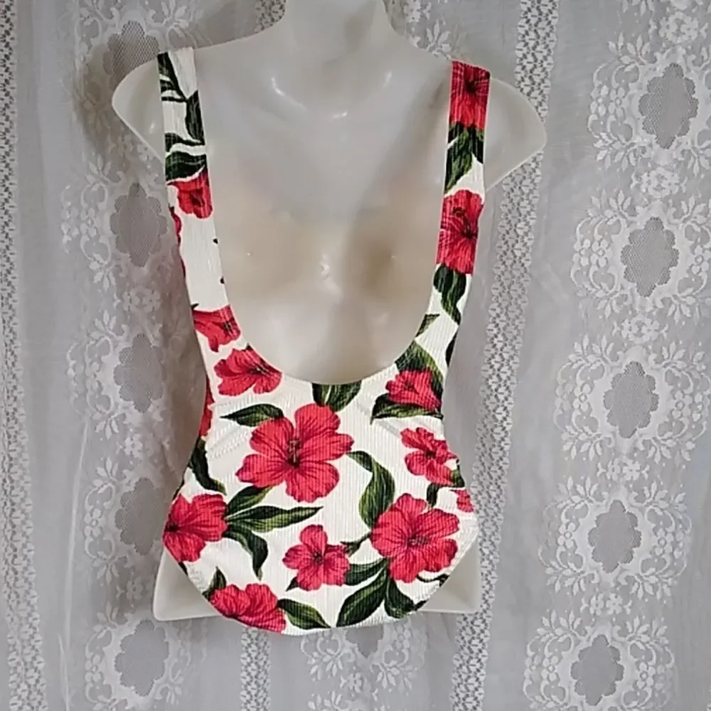Vintage Floral Women Swim Size S M Approximately